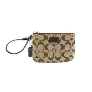 Coach Signature Khaki Brown Wristlet